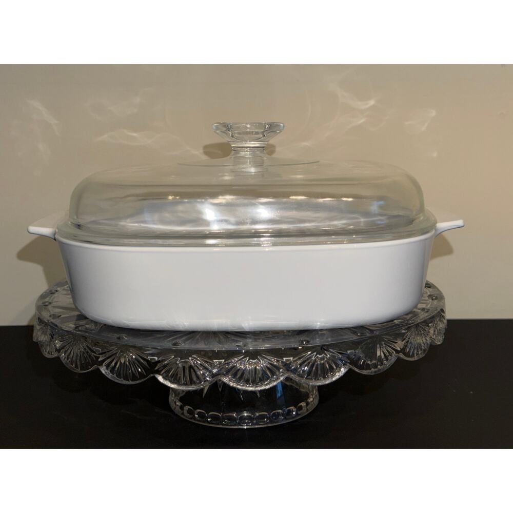 Vintage Corningware All White 10” Cookware w/ Griddle M-10-GR-B & Pyrex Lid